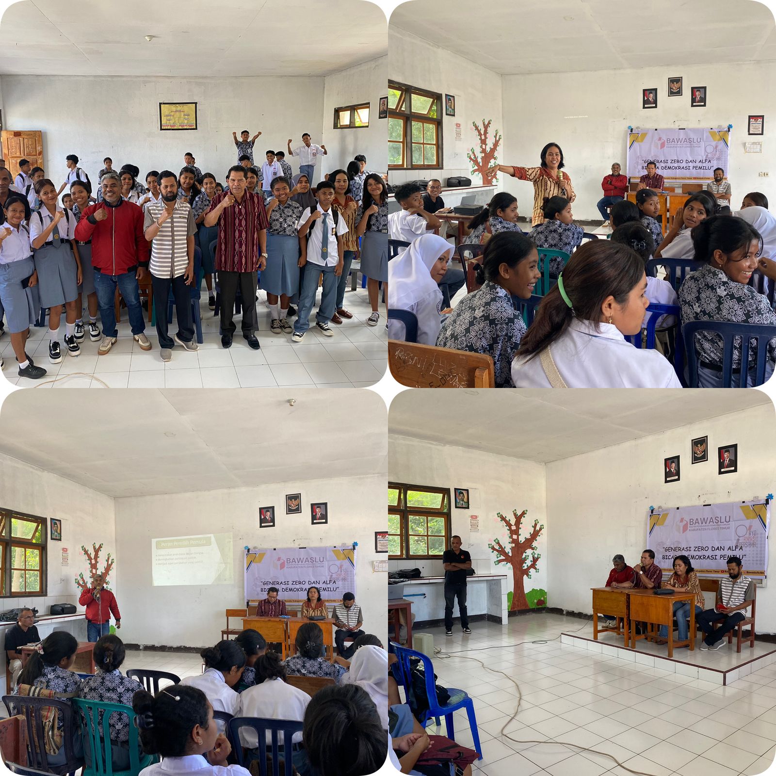 Badan Pengawas Pemilihan Umum Flores Timur menyelenggarakan Kegiatan Pendidikan Politik bagi Pemilih Pemula untuk Generasi Zero “Gen Z “ di Aula SMA PGRI Larantuka, kegiatan tersebut ditujukan untuk mendorong partisipasi aktif dari siswa-siswi yang nantinya akan menggunakan hak pilihnya untuk pertama kali pada Pemilu.