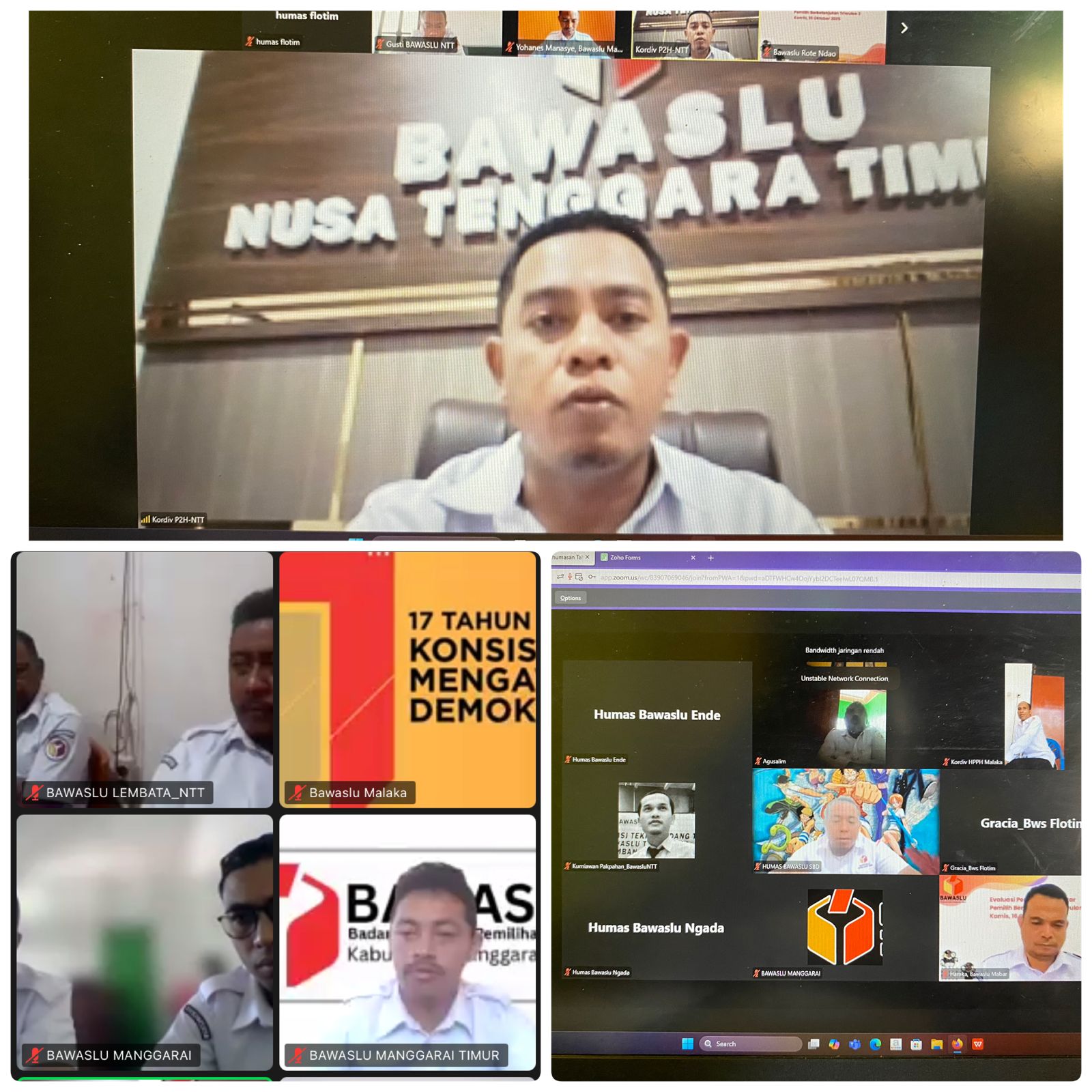 Dokumentasi Konsolidasi dalam jaringan terkait Assesment Humas Tahun 2025 Bawaslu Prov NTT